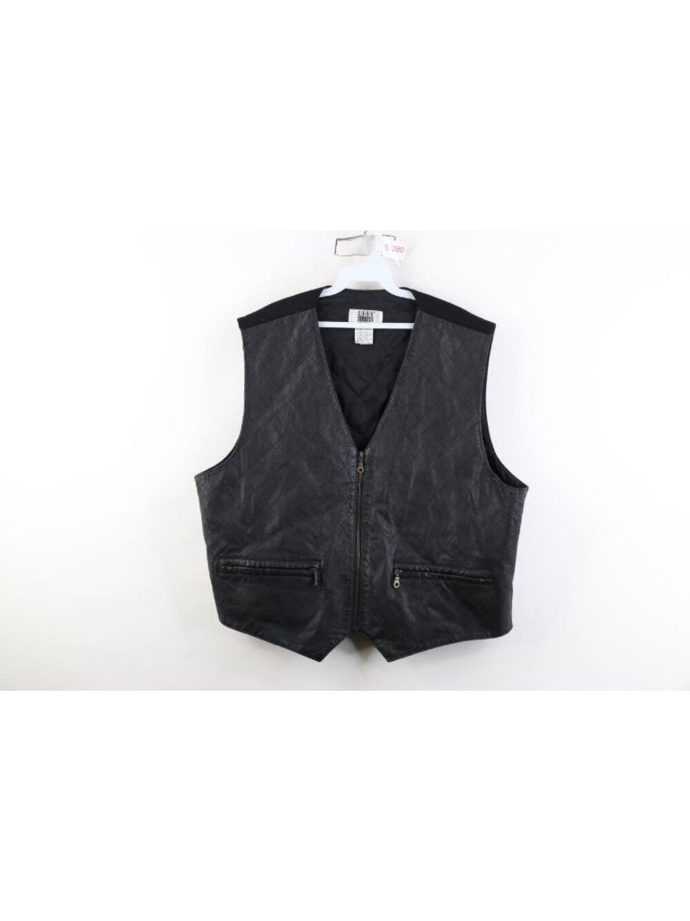 Vintage 90s Streetwear Mens XL Wool Back Quilted Leather Vest Jacket Black